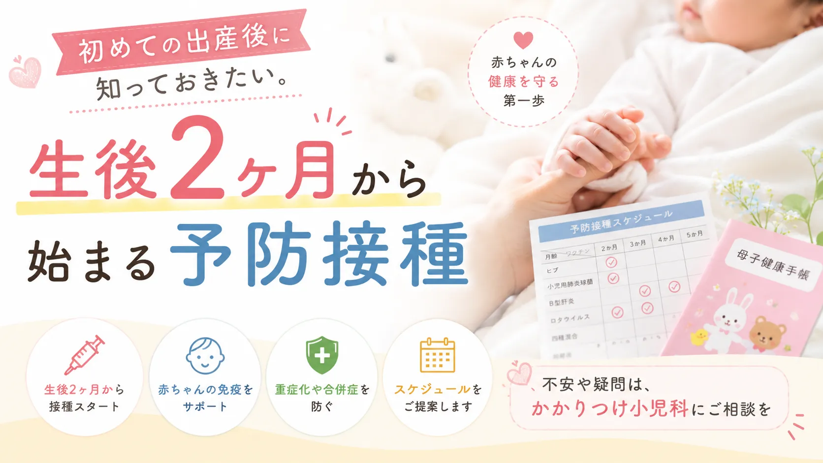 初めての出産後に知っておきたい。生後2ヶ月から始まる予防接種